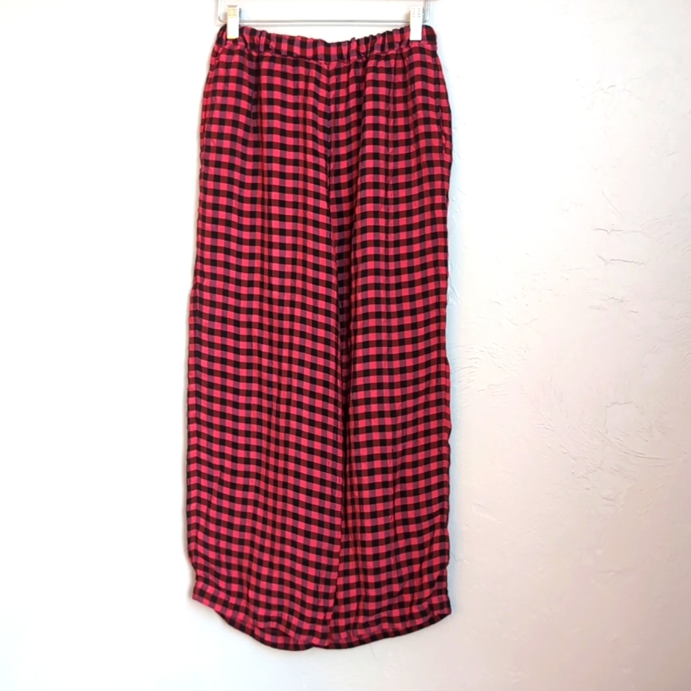 Aspesi Wide Leg Cropped Pink & Purple Checkered Pants Women's Size Small